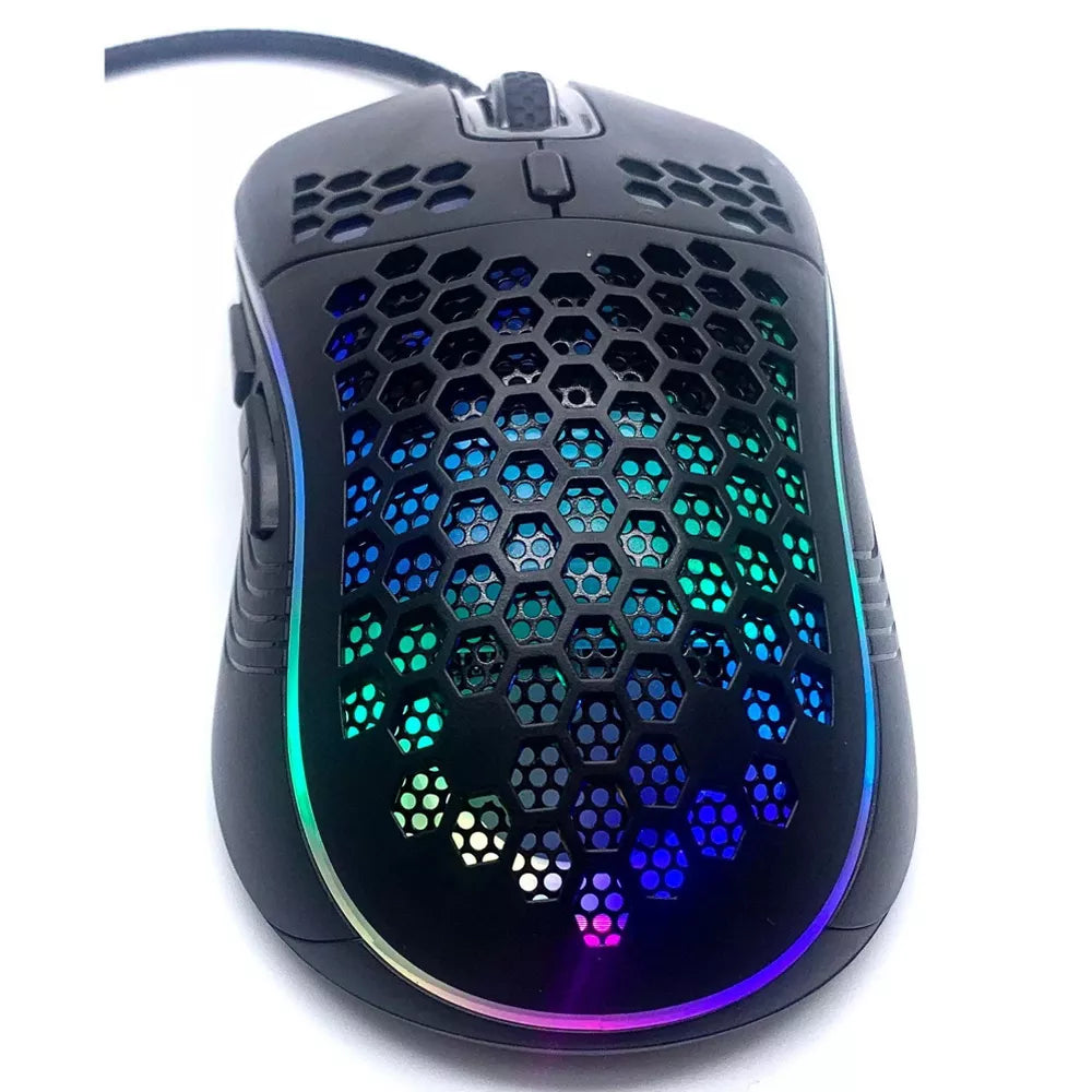 Souris gaming filaire à coque alvéolée avec éclairage RGB
