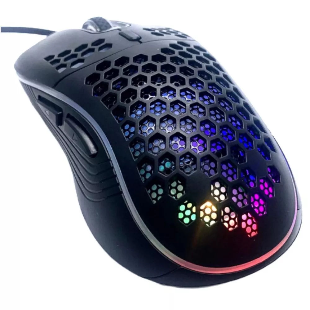 Souris gaming filaire à coque alvéolée avec éclairage RGB