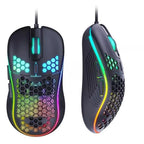 Souris gaming filaire à coque alvéolée avec éclairage RGB