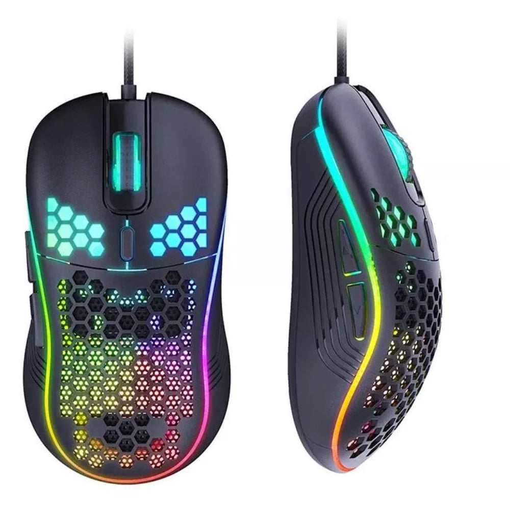 Souris gaming filaire à coque alvéolée avec éclairage RGB