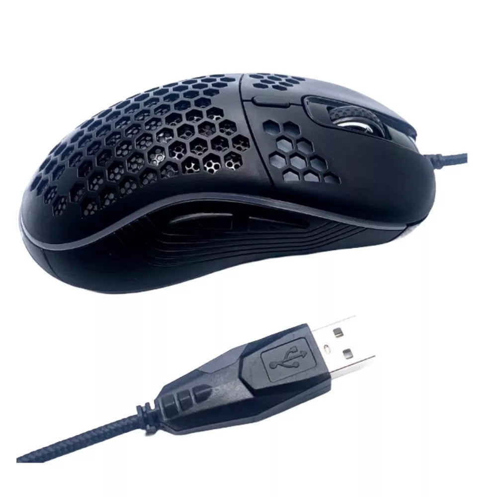 Souris gaming filaire à coque alvéolée avec éclairage RGB